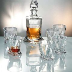   Bohemia, viszkis kristálypohár szett, 7 részes, üveggel - Ingyenes szállítással